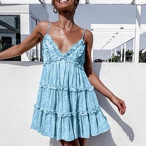 NWOT Pale Blue White Flowers Dress